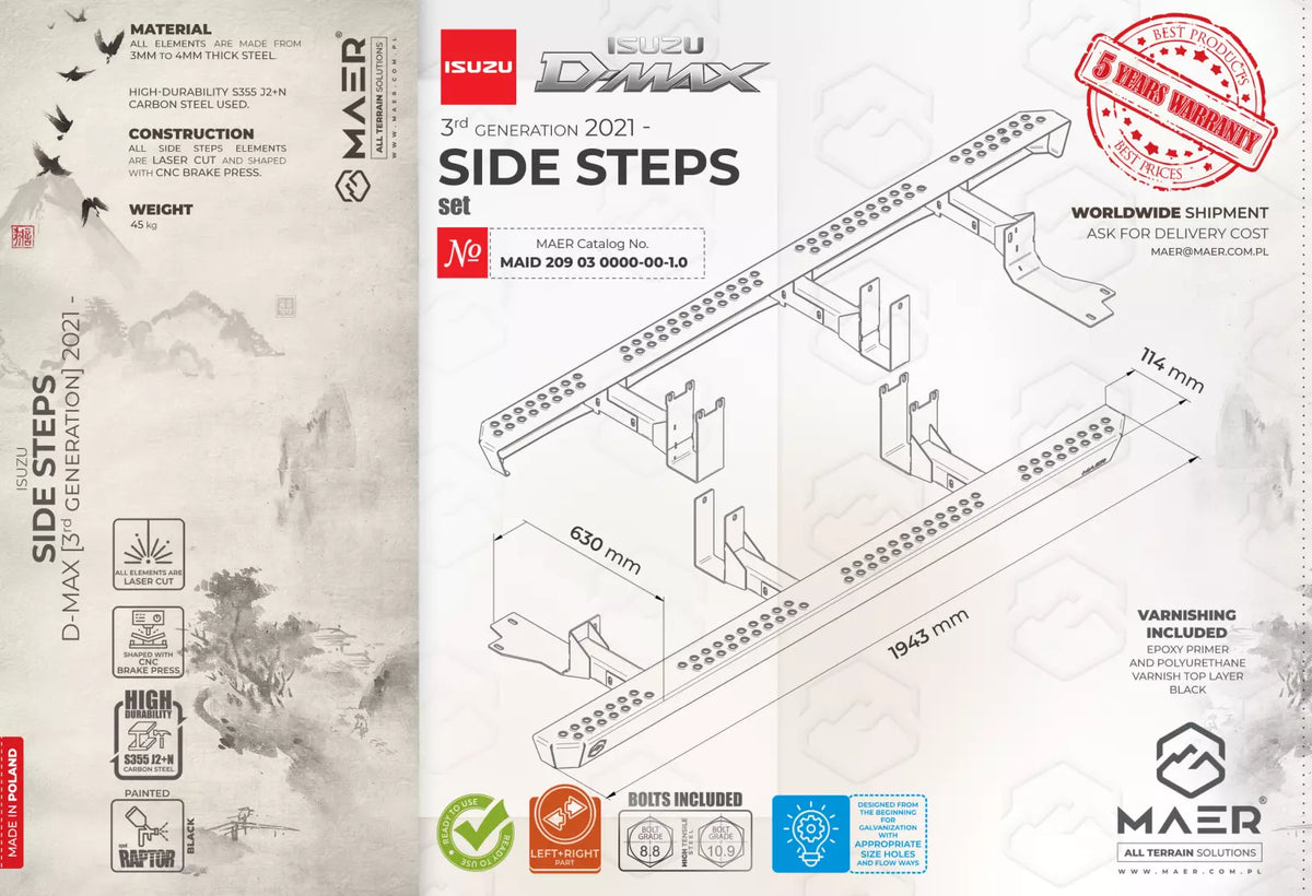 Isuzu D-Max (3rd generation) 2021-SIDE STEPS set image 0
