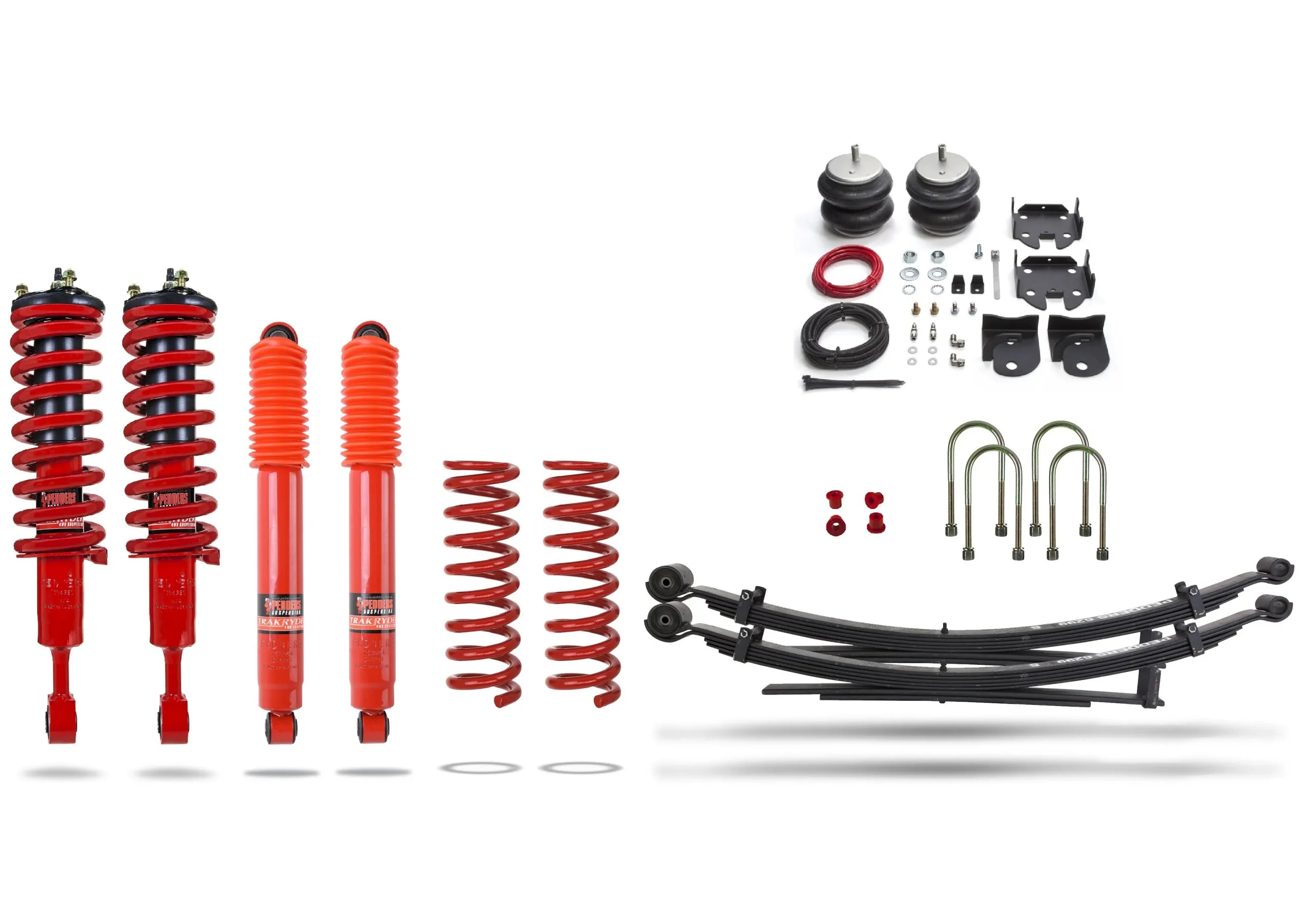 Pedders Heavy Duty Load Carrying and Towing Suspension kit. With Supplementary air bags & Assembled struts.Ford Ranger, PX image 0