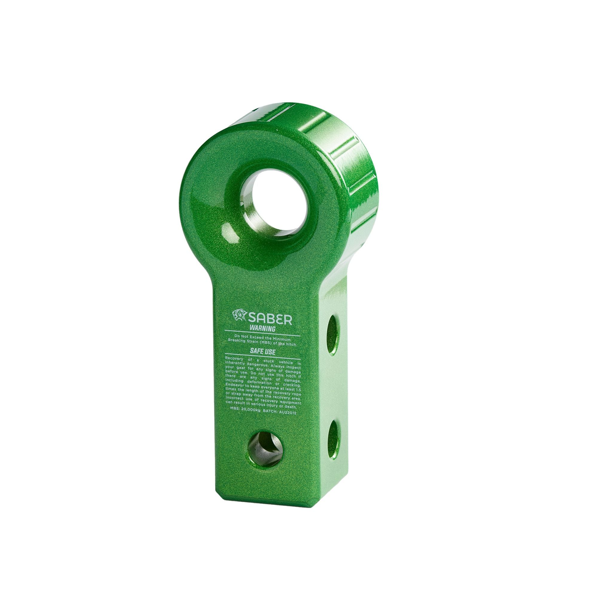 Saber 7075 Aluminium Rope Friendly Recovery Hitch - Green Prismatic & 9K Soft Shackle image 2