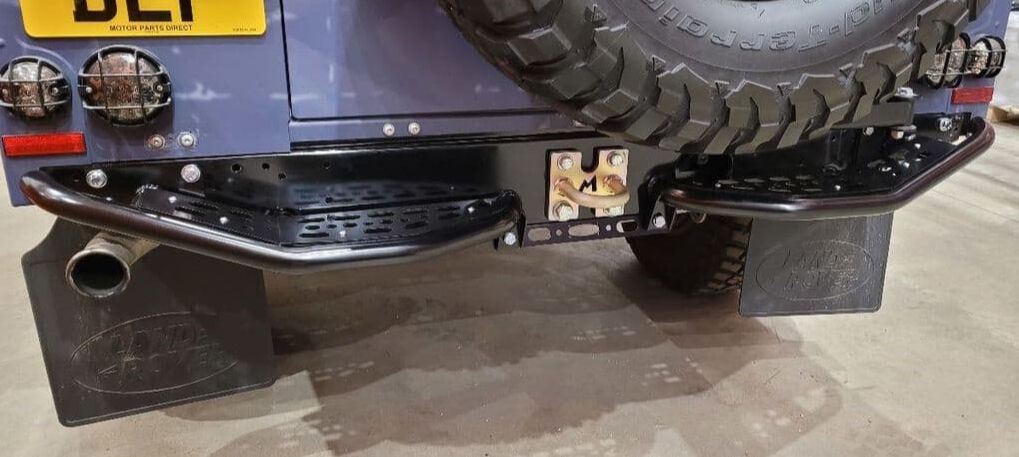 TF0018 - Skeleton black powder coated steel rear step bumpers for Defenders image 1
