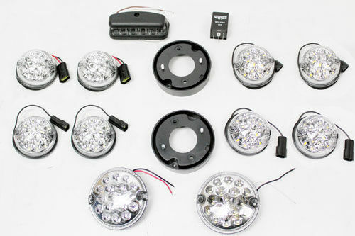 GL1291 - 73MM CLEAR LED LIGHT KIT WITH 95MM FOG AND REVERSE - DEFENDER image 0