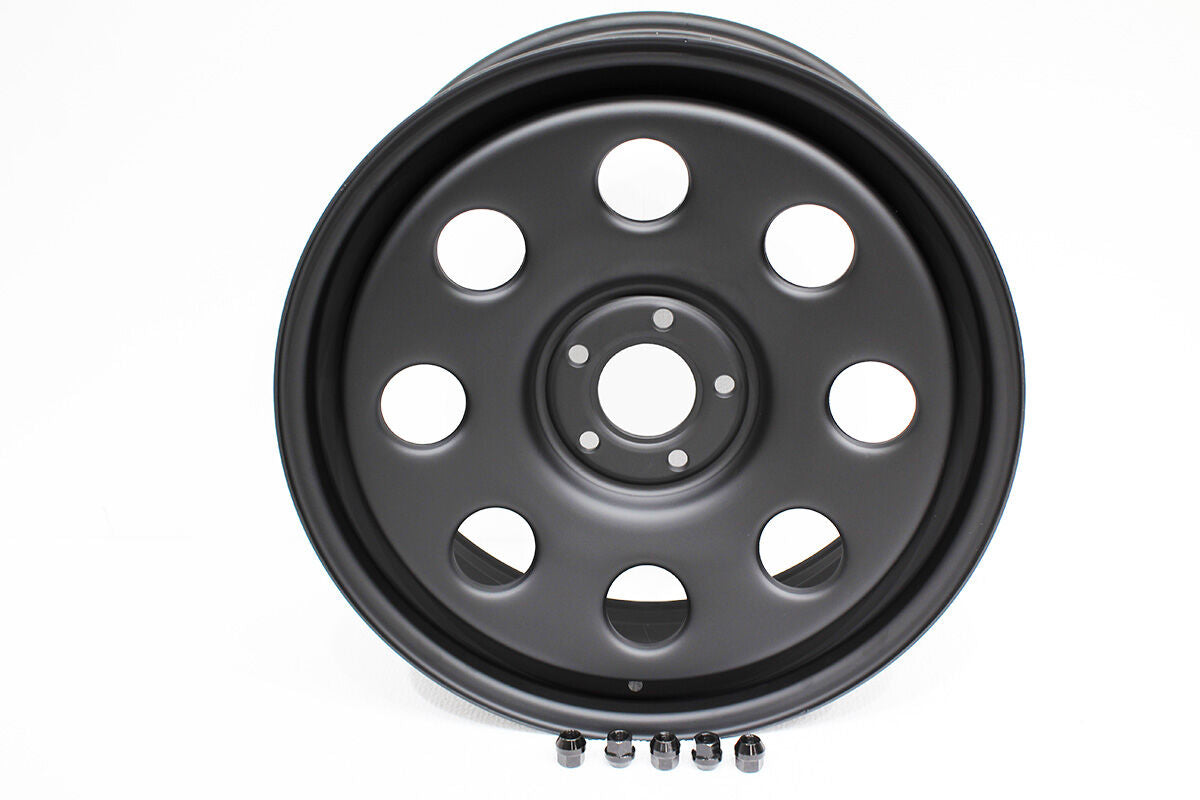 TF1520 - TERRAFIRMA 20X8 ET45 STEEL WHEEL 2020 DEF/D3/D4/RRS SATIN BLK INC NUTS From TERRAFIRMA image 0