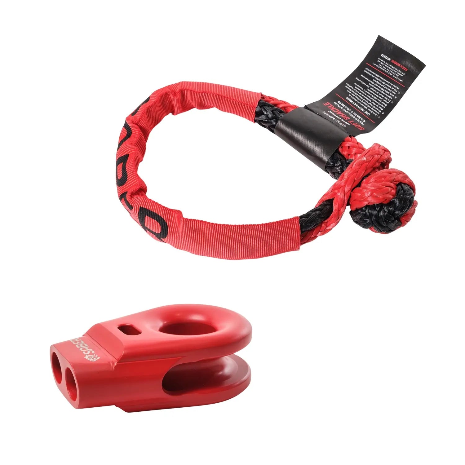 Saber 6061 Aluminium Spliced Winch Thimble - Cerakote Red & 9K Soft Shackle image 0