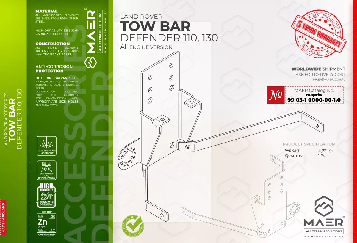 Land Rover Defender 110/130 TOW BAR image 0