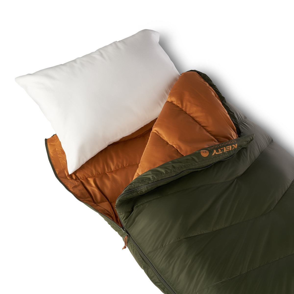 Kelty Supernova 40°F (4°C) 550-Fill Down Sleeping Bag - Long, Right-Hand Zip - Duffel Bag/Dill/Cathay Spice