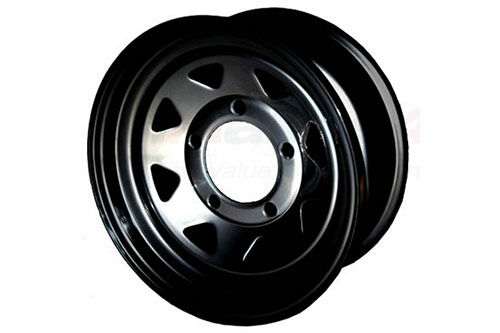 GRW003 - 7x16 ET00 black 8 spoke steel wheel for DEF/D1/RRC image 0