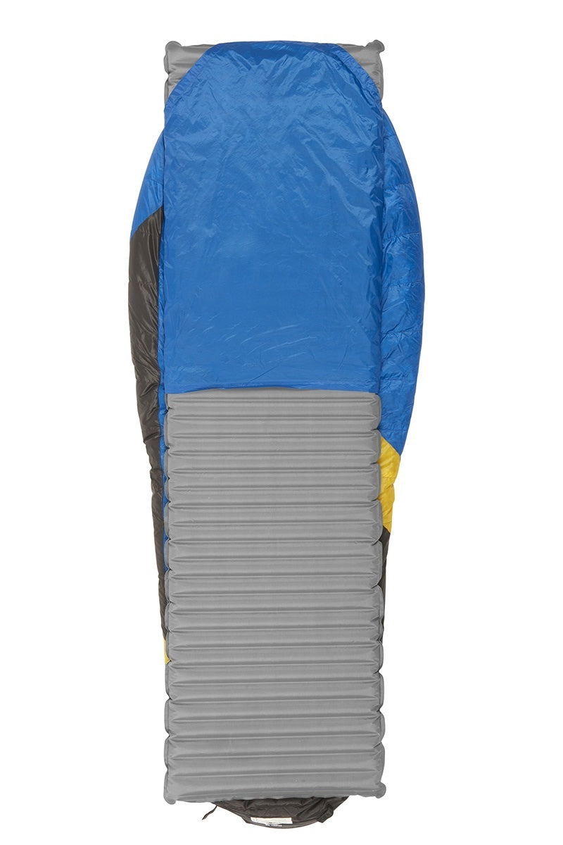 Sierra Designs Cloud 35°F (2°C) 800-Fill DriDown Sleeping Bag - Regular - Blue/Yellow/Peat