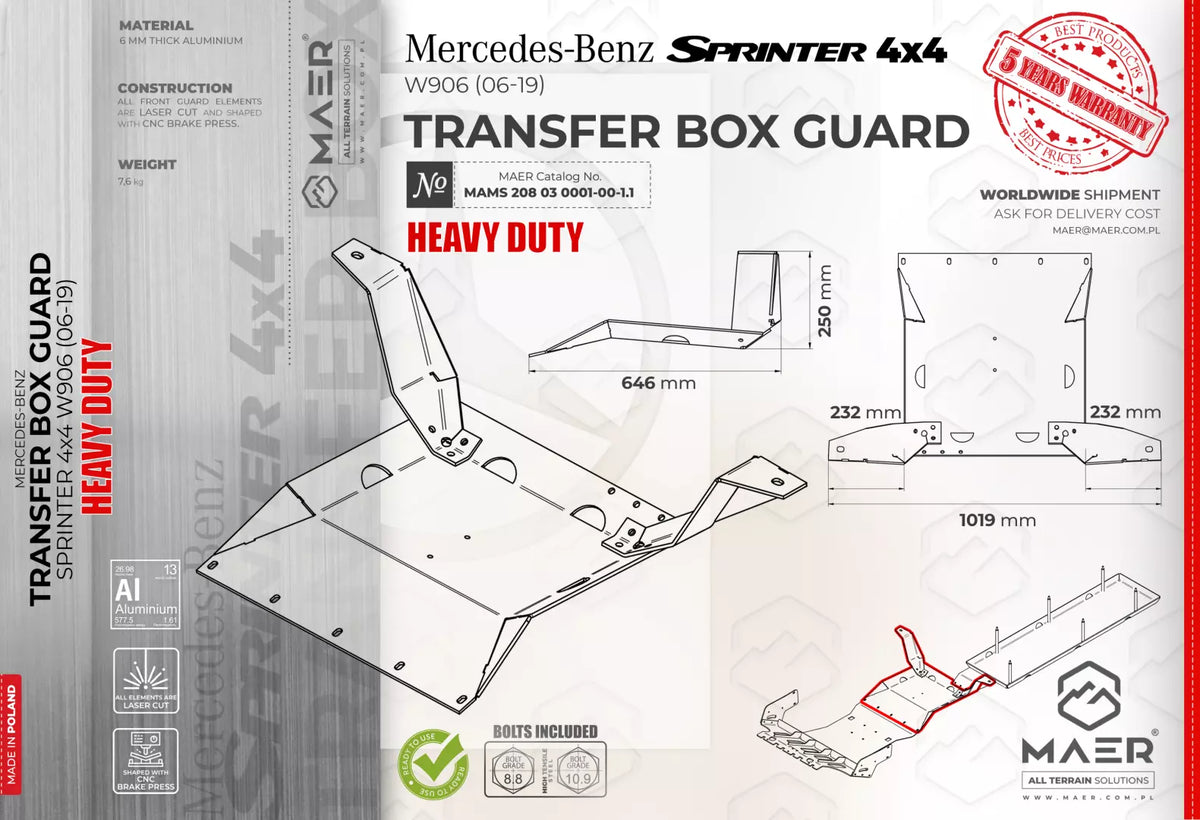Mercedes Sprinter 4x4 TRANSFER BOX GUARD Heavy Duty image 0