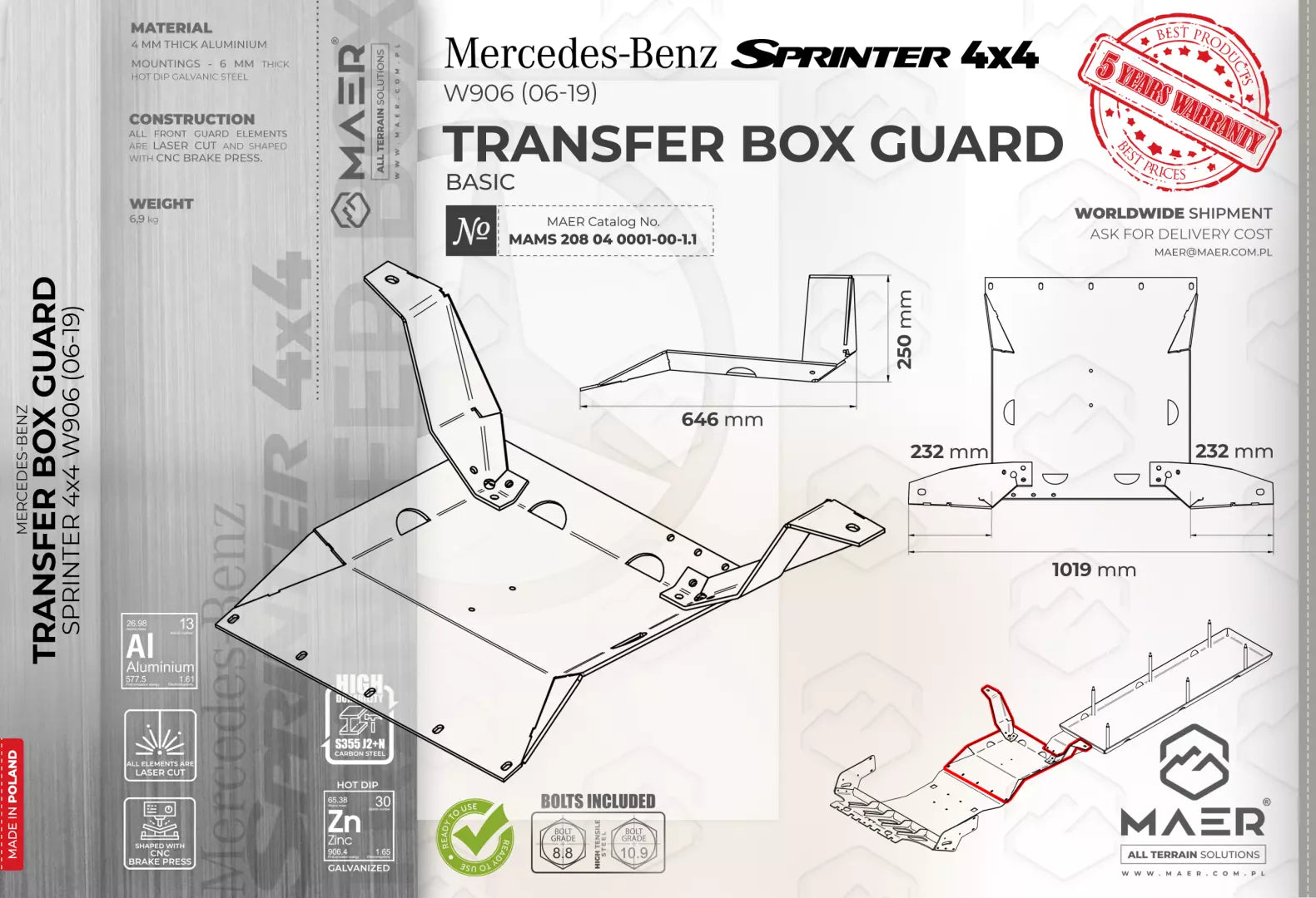 Mercedes Sprinter 4x4 TRANSFER BOX GUARD Basic image 0