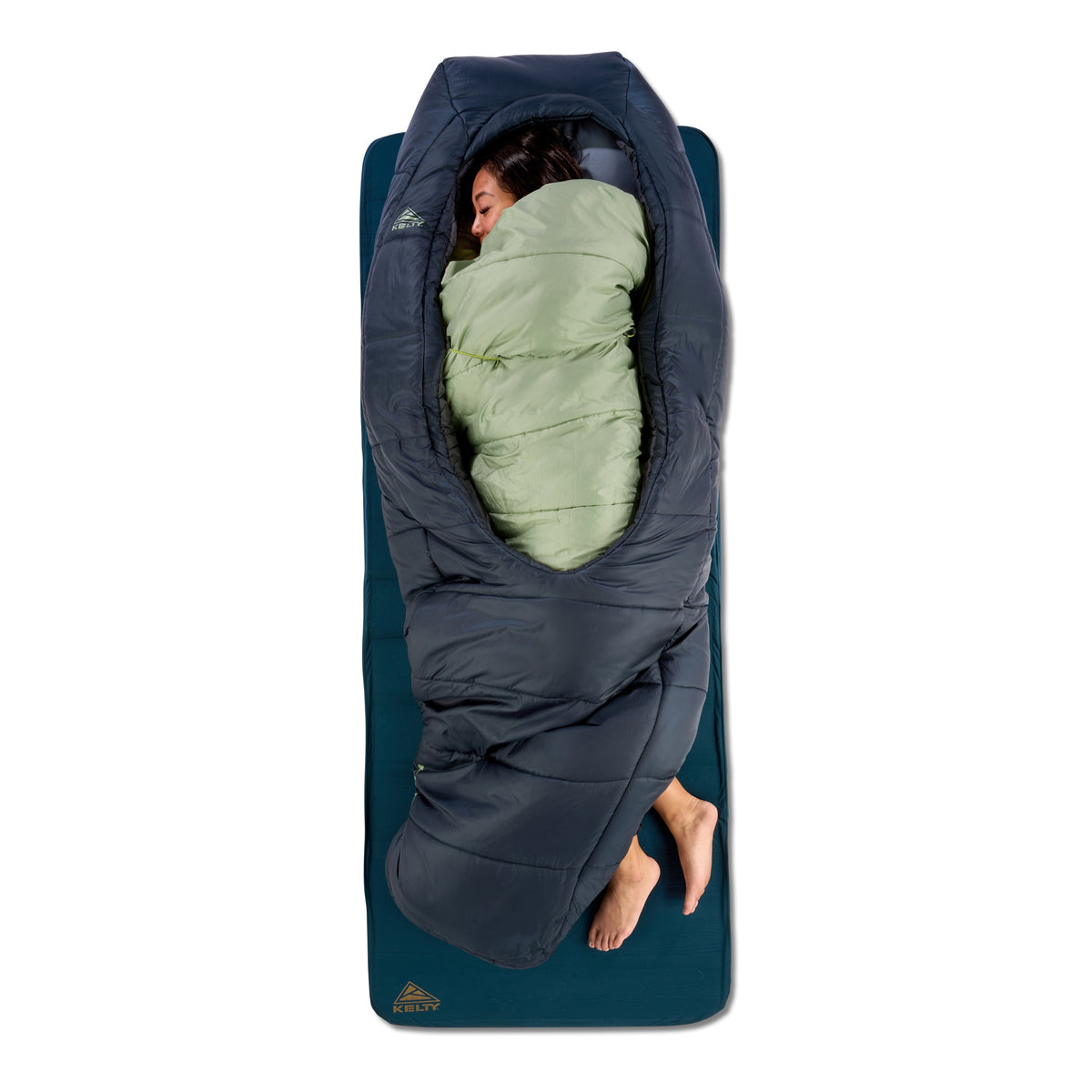 Kelty Eclipse 15°F (-9°C) Synthetic Sleeping Bag - Short - Midnight Navy / Laurel Green / Turbulence
