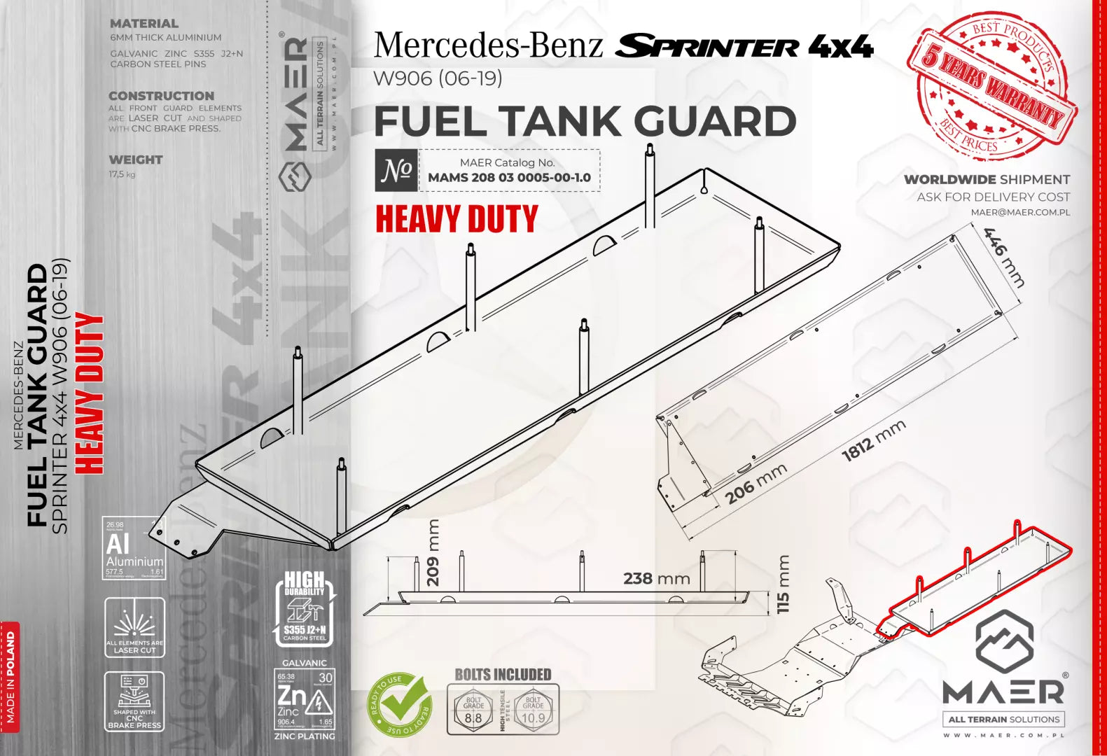 Mercedes Sprinter 4x4 FUEL TANK GUARD Heavy Duty image 0