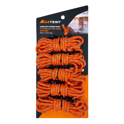 Oztent Long Guy Rope with Clip (Reflective) 5 Pack image 0