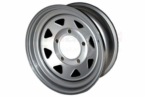 GRW002 - 7x16 ET00 silver 8 spoke steel wheel for DEF/D1/RRC image 0