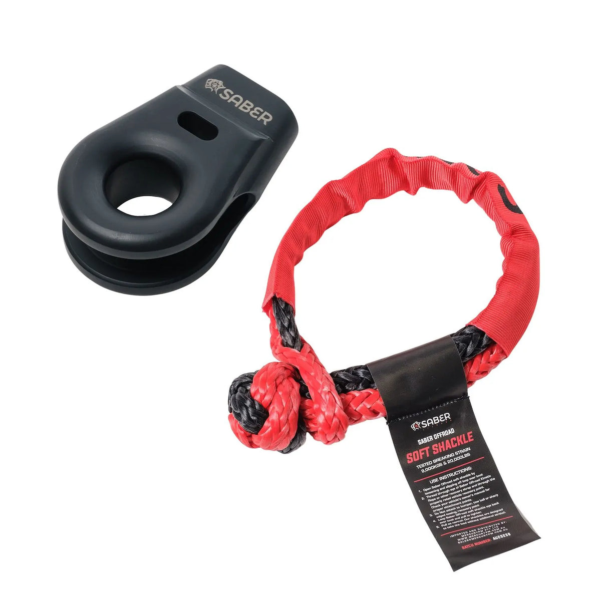 Saber 6061 Aluminium Spliced Winch Thimble - Cerakote Black & 9K Soft Shackle image 0