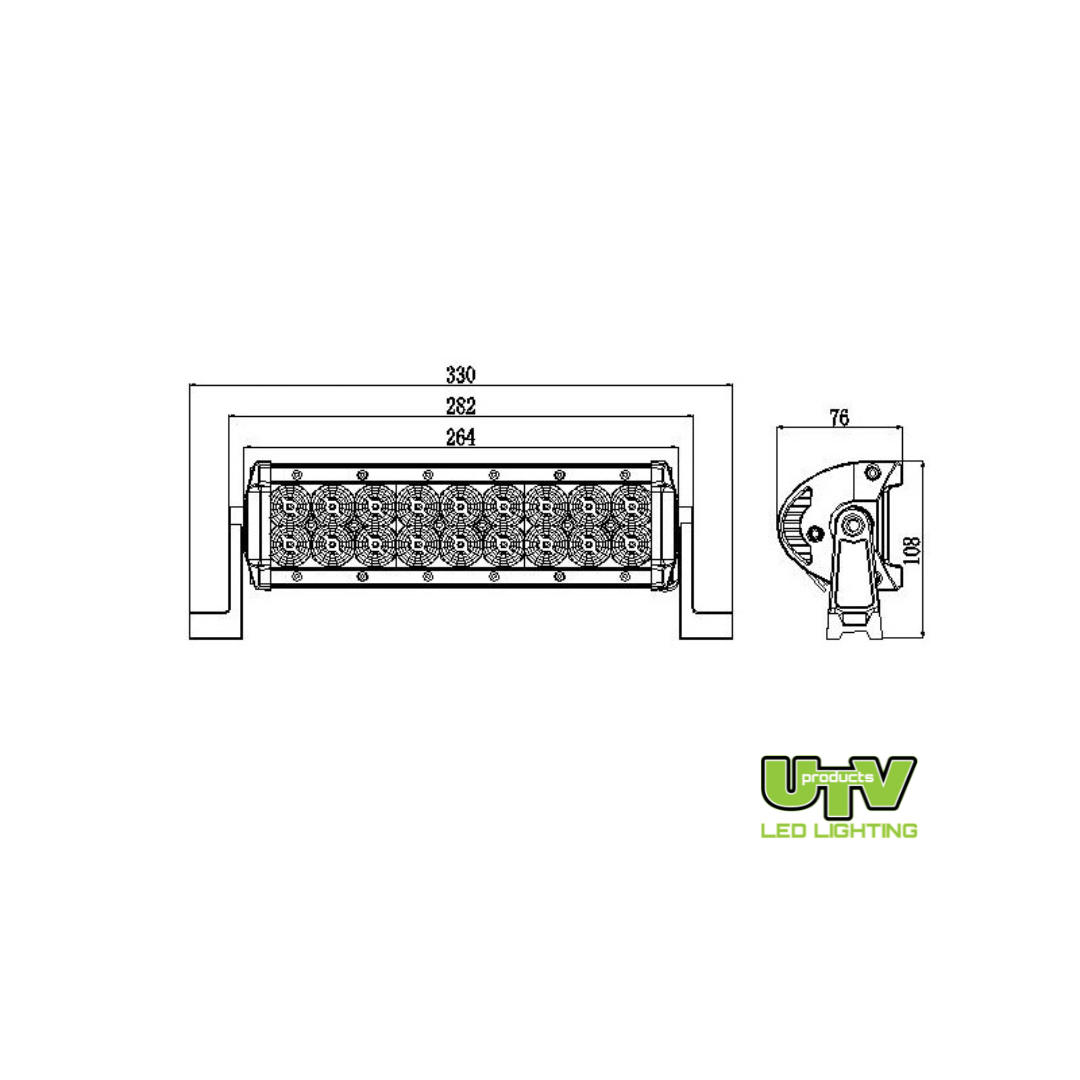 UTV Twin Row LED Lightbar 54W 10″ 3780 Lumen (Straight) UTV202 image 2