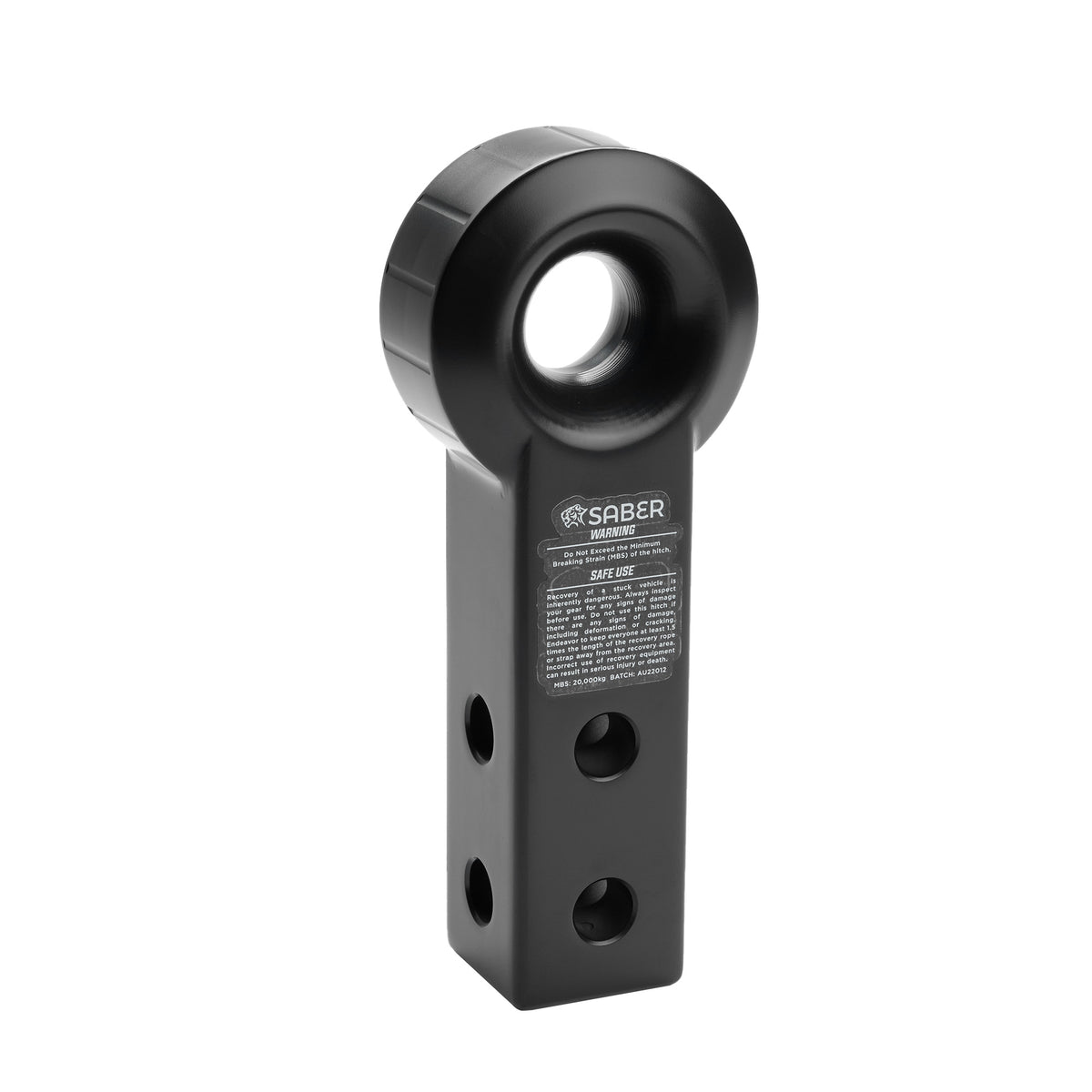 7075 Aluminium Rope Friendly Recovery Hitch Extended - Cerakote Black image 0
