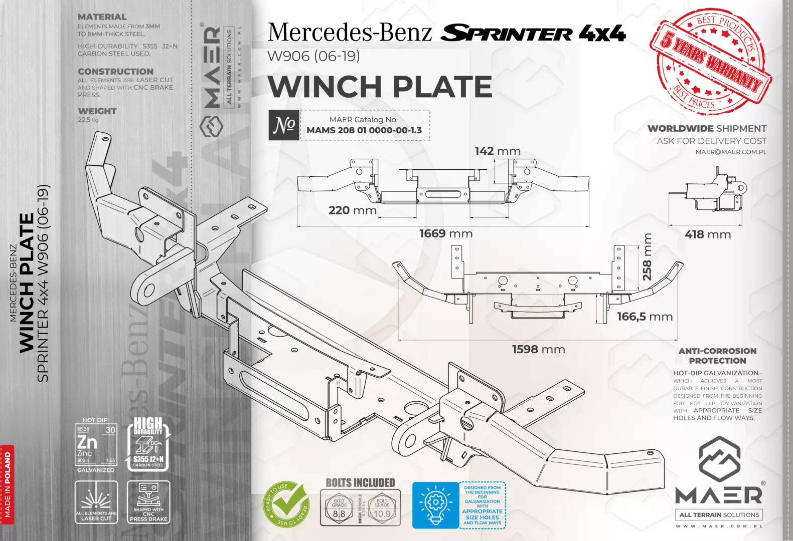 Mercedes Sprinter 4x4 WINCH PLATE image 0