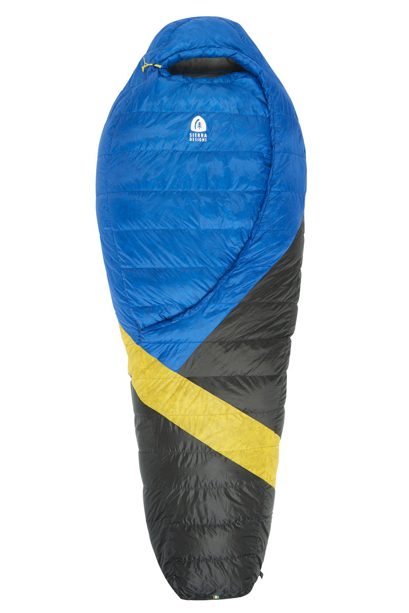 Sierra Designs Cloud 35°F (2°C) 800-Fill DriDown Sleeping Bag - Long - Blue/Yellow/Peat